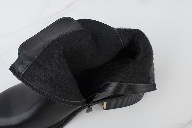 CZARNE OCIEPLANE DAMSKIE BOTKI NA NISKIM OBCASIE SKÓRZANE ZEVIRA 6