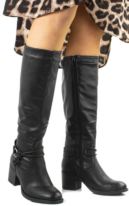 CZARNE SKÓRZANE KOZAKI TORINI 2