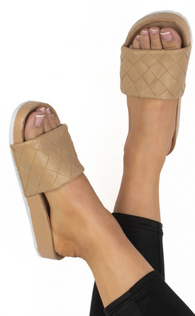 BEŻOWE PLECIONE KLAPKI GUMOWE BINNY