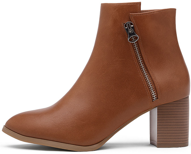 BRĄZOWE DAMSKIE BOTKI NA SŁUPKU SKÓRZANE NA ZAMEK MILWA 3