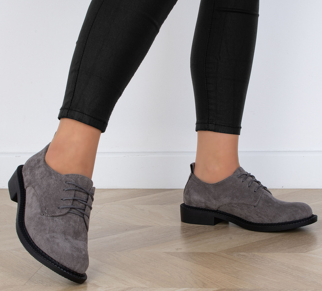 SZARE PÓŁBUTY ZAMSZOWE DAMSKIE SZNUROWANE SIRRO 6