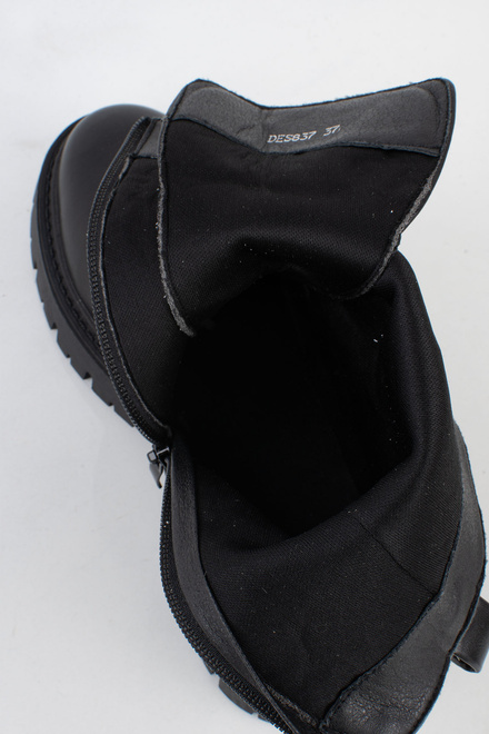 DAMSKIE CZARNE SKÓRZANE BOTKI TRAPERY NA PLATFORMIE GRANDA 5