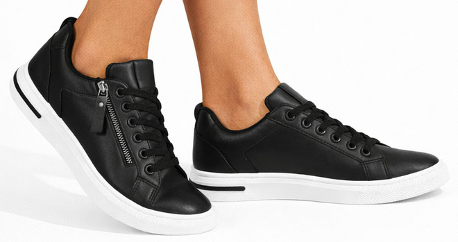 CZARNE TRAMPKI SNEAKERSY NA PLATFORMIE SZNUROWANE 1