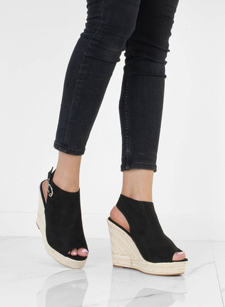 CZARNE SANDAŁY ESPADRYLE NA KOTURNIE BARIS