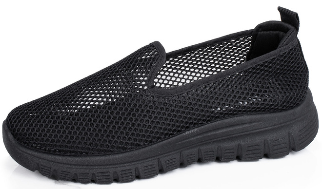 CZARNE TENISÓWKI AŻUROWE SLIP ON WSUWANE ALODIA 3