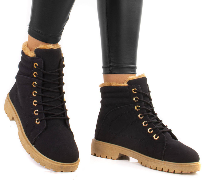 CZARNE OCIEPLANE TRAPERKI BOTKI TIMBERKI RENDI 4