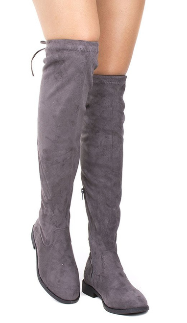 SZARE ZAMSZOWE KOZAKI ZA KOLANO TIFANY 4