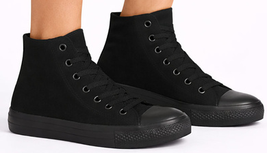 KLASYCZNE CZARNE WYSOKIE TRAMPKI TENISÓWKI SZNUROWANE