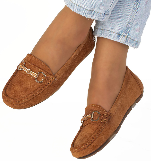 BRĄZOWE MOKASYNY ZAMSZOWE DAMSKIE WSUWANE ROTER 4