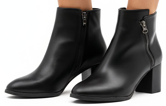 CZARNE DAMSKIE BOTKI NA SŁUPKU SKÓRZANE NA ZAMEK MILWA 4