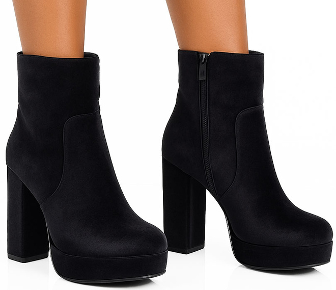 CZARNE DAMSKIE BOTKI NA SŁUPKU WELUROWE OCIEPLANE HARI 2