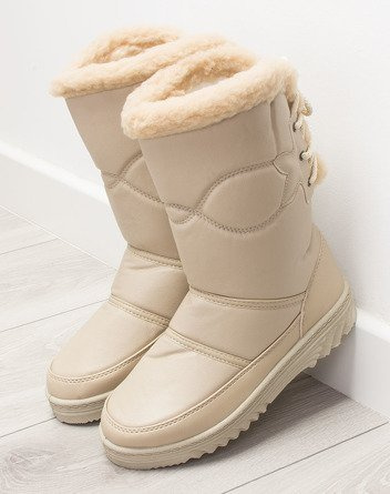 BEŻOWE OCIEPLANE ŚNIEGOWCE KOZAKI EKO SKÓRA GRACE