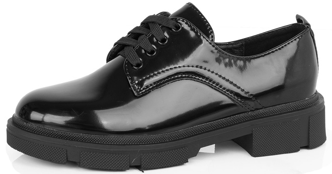 CZARNE MOKASYNY SZNUROWANE LAKIEROWANE PÓŁBUTY ROBIN 3