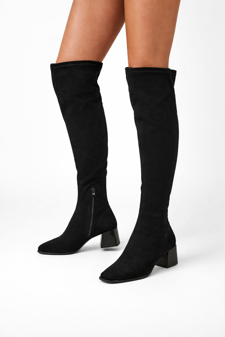 CZARNE DAMSKIE ZAMSZOWE KOZAKI NA OBCASIE ZAMEK DORELLA 2