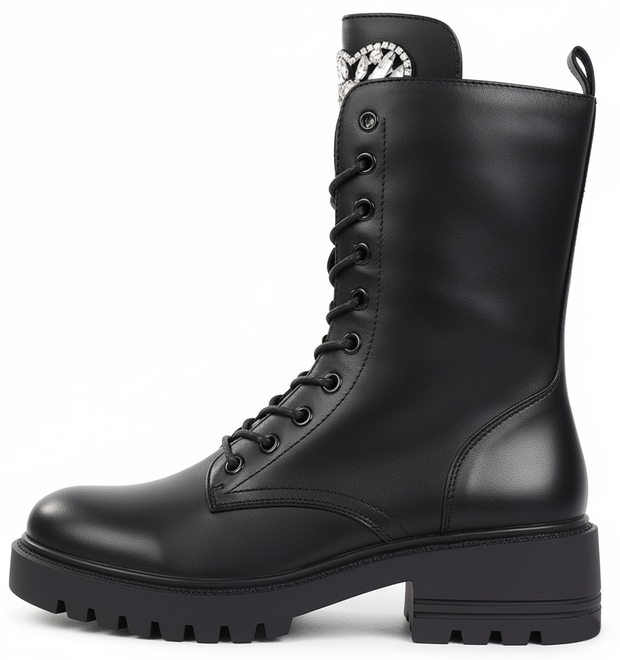 DAMSKIE CZARNE SKÓRZANE BOTKI TRAPERY NA PLATFORMIE GRANDA 3