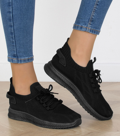 CZARNE DAMSKIE SNEAKERSY TRAMPKI KORYNA