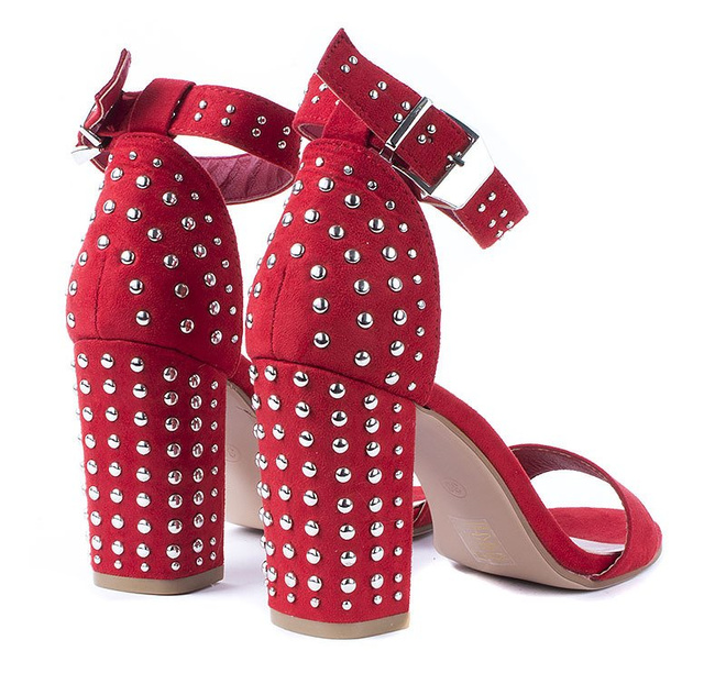 CZERWONE ZAMSZOWE SANDAŁY NA SŁUPKU Z DŻETAMI SIMPLY 3