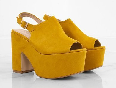 ŻÓŁTE ZAMSZOWE SANDAŁY NA PLATFORMIE BONJOUR