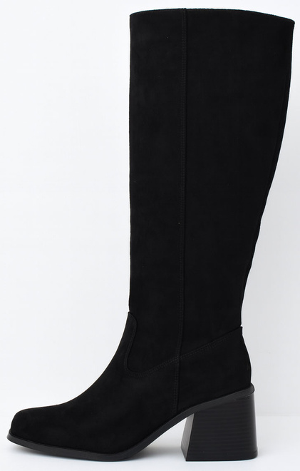 DAMSKIE CZARNE WYSOKIE KOZAKI ZAMSZOWE NA SŁUPKU 3