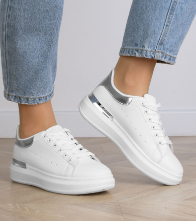 BIAŁE SNEAKERSY TRAMPKI KLASYCZNE NA PLATFORMIE BERRI