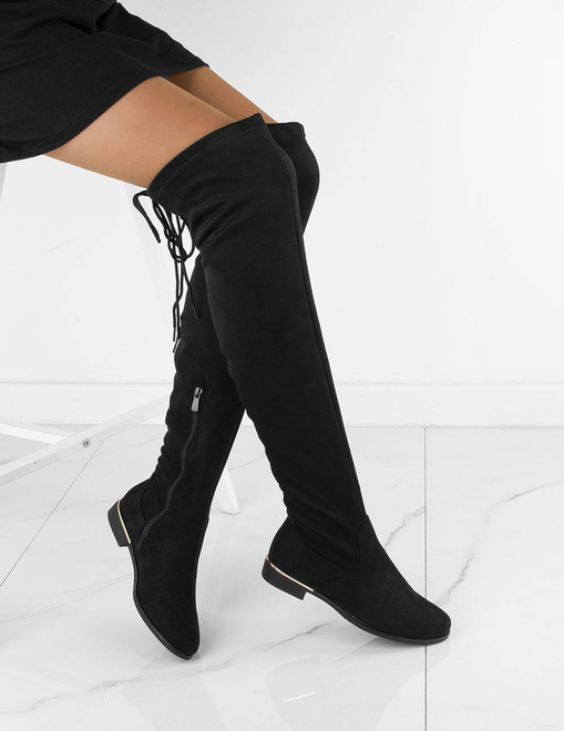 CZARNE ZAMSZOWE KOZAKI ZA KOLANO LILLY 6