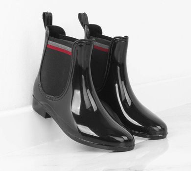 BŁYSZCZĄCE KALOSZE BOTKI SZTYBLETY CZARNE COCO