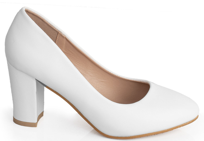 DAMSKIE BIAŁE CZÓŁENKA NA SŁUPKU EKO SKÓRA CLORINDA 1