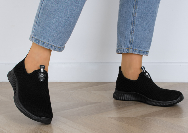 CZARNE BUTY SPORTOWE SNEAKERSY WSUWANE  5