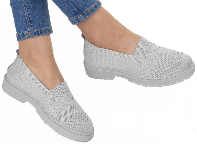 SZARE TENISÓWKI MOKASYNY KORONKOWE HAPE 4