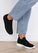 CZARNE DAMSKIE SNEAKERSY WSUWANE FIBRI
