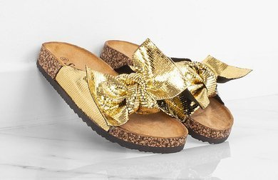ZŁOTE BŁYSZCZĄCE KLAPKI NA KORKU SPARKLE