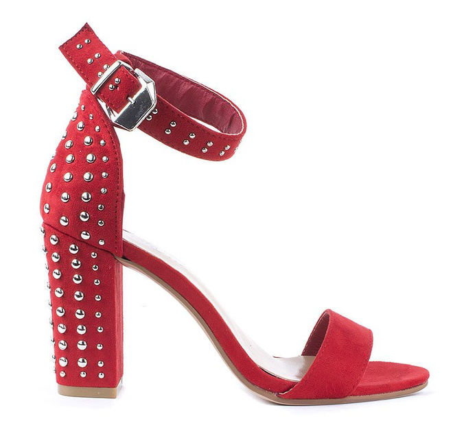 CZERWONE ZAMSZOWE SANDAŁY NA SŁUPKU Z DŻETAMI SIMPLY 2