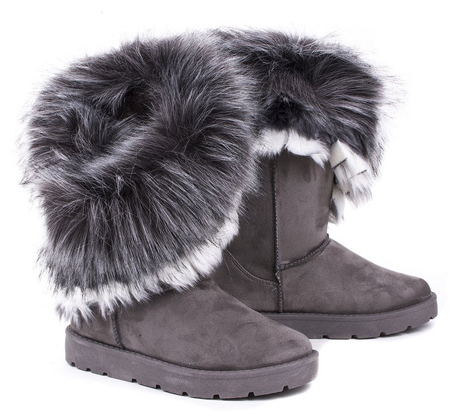 SZARE OCIEPLANE BOTKI ŚNIEGOWCE W STYLU EMU JULIE