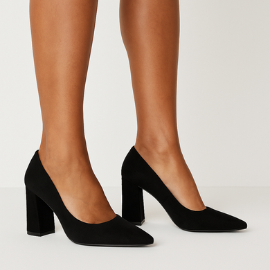 CZARNE CZÓŁENKA ZAMSZOWE NA SŁUPKU W SZPIC MIVANA