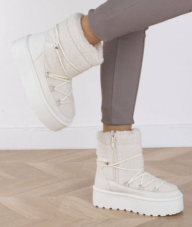 BIAŁE ŚNIEGOWCE BOTKI  OCIEPLANE NA PLATFORMIE MELANIE