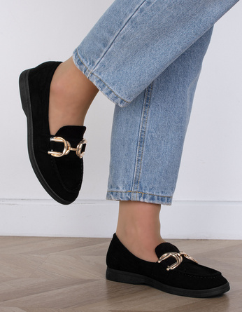 CZARNE MOKASYNY ZAMSZOWE PÓŁBUTY DAMSKIE LOLILA