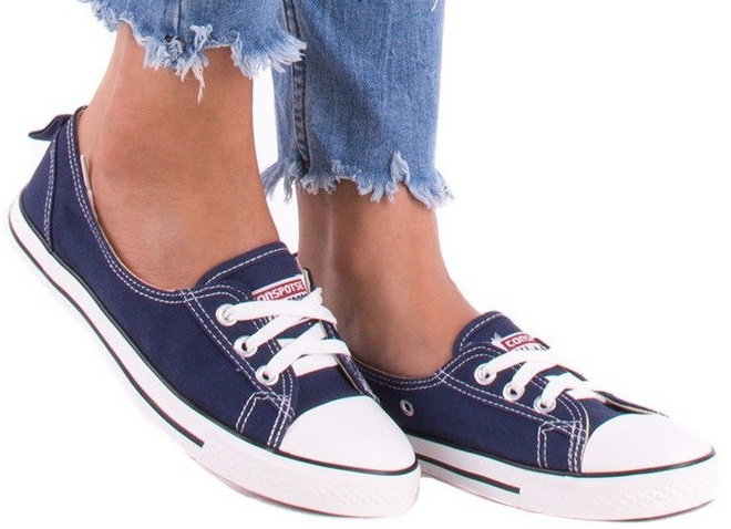 GRANATOWE NISKIE WYKROJONE TRAMPKI TENISÓWKI STARS 1