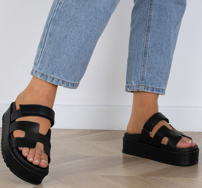 CZARNE DAMSKIE KLAPKI ELEGANCKIE PASKI MORA 5