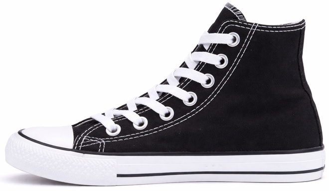 WYSOKIE KLASYCZNE CZARNE TRAMPKI TENISÓWKI SZNUROWANE 3