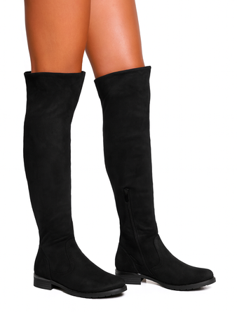 CZARNE ZAMSZOWE KOZAKI ZA KOLANO KLASYCZNE CASIN