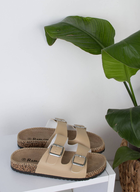 DAMSKIE BEŻOWE SKÓRZANE KLAPKI WSUWANE ELEGANCKIE LALET 9