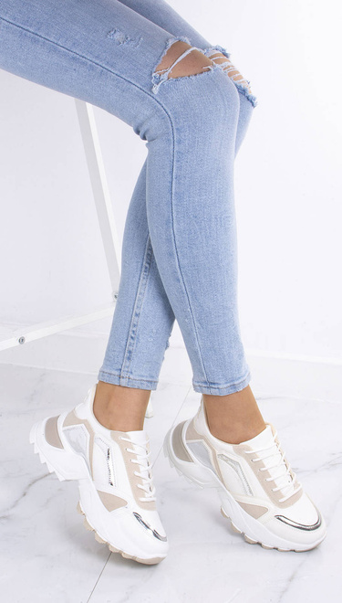 BEŻOWE SNEAKERSY SPORTOWE GRUBA PODESZWA PELETTE 5