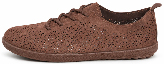 BRĄZOWE ZAMSZOWE AŻUROWE TRAMPKI TENISÓWKI SZNUROWANE 3