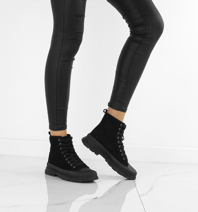 CZARNE WYSOKIE TRAMPKI PALLADI