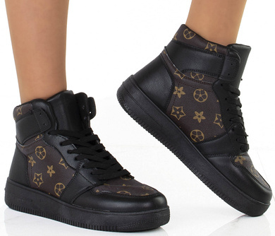 CZARNE SNEAKERSY BOTKI EKOSKÓRA