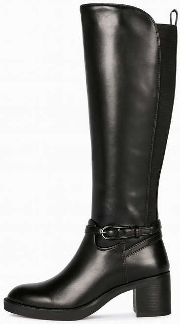 CZARNE DAMSKIE KOZAKI SKÓRZANE NA SŁUPKU KLAMRA CARLAI 3