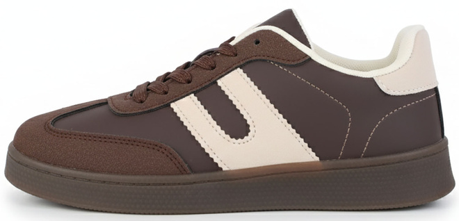 BRĄZOWE DAMSKIE SNEAKERSY TRAMPKI SKÓRZANE SZNUROWANE BEAR 3