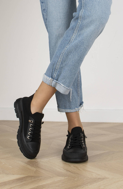 CZARNE NISKIE TRAMPKI ELASTYCZNE SIATKA CAMBRIA 6