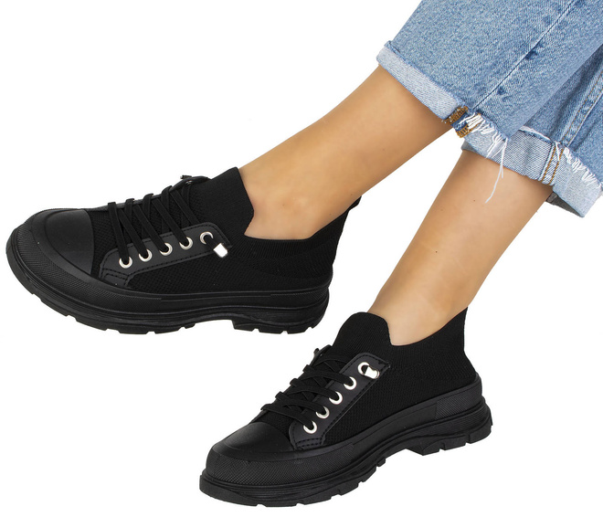 CZARNE NISKIE TRAMPKI ELASTYCZNE SIATKA CAMBRIA 4