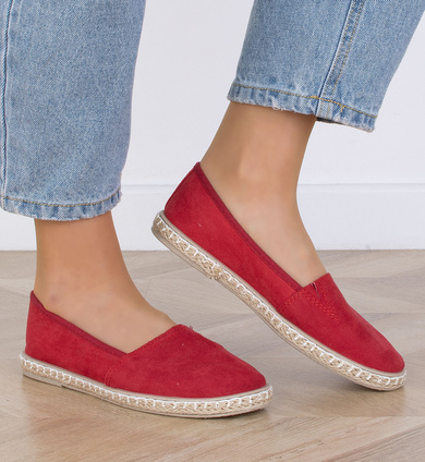 CZERWONE BALERINKI ZAMSZOWE TENISÓWKI MAYA